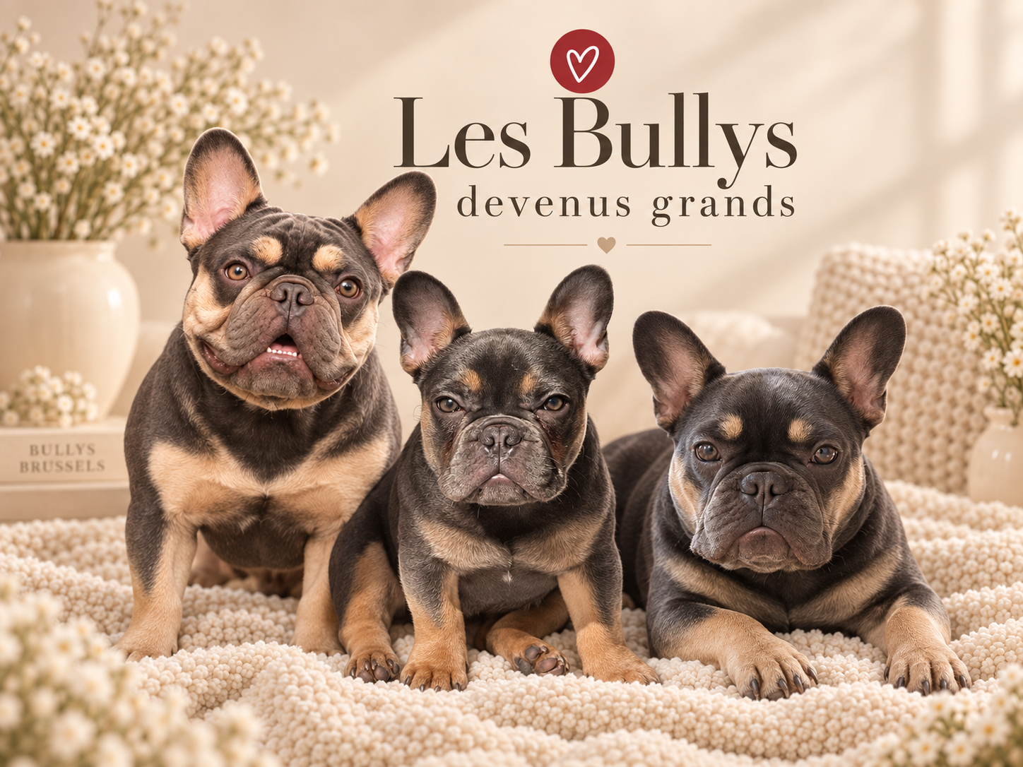 Bouledogues français nés chez Bullys Brussels devenus adultes